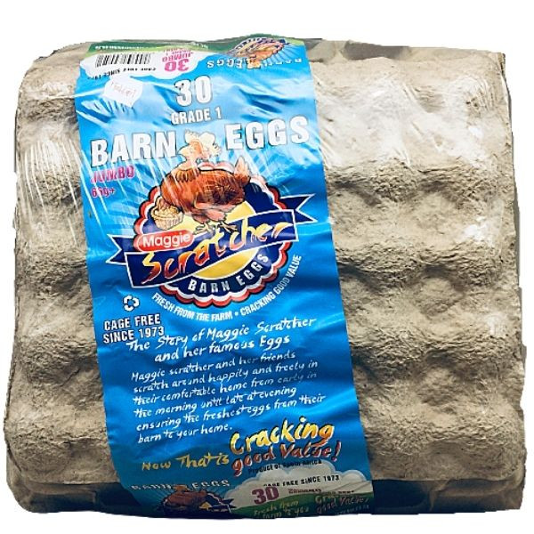 30 Barn Eggs Grade 16 Jumbo Maggie Scratcher